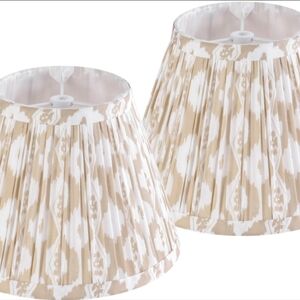 Set of Two Beige and White Patterned Lampshades
